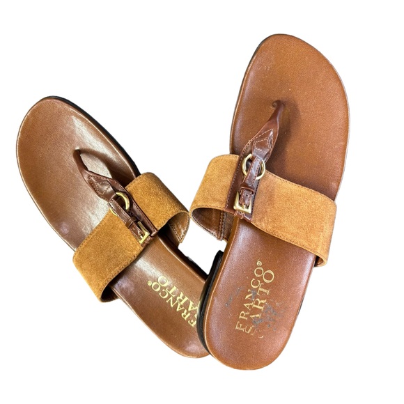 FRANCO SARTO slip on brown leather thong sandals size 8.5 M EUC - Picture 8 of 8